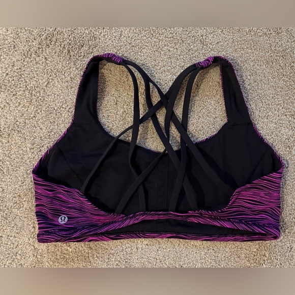 2016 Lululemon Free To Be Bra Life Lines Polar Pink Black Size 10 | Rare Retired - Picture 8 of 9